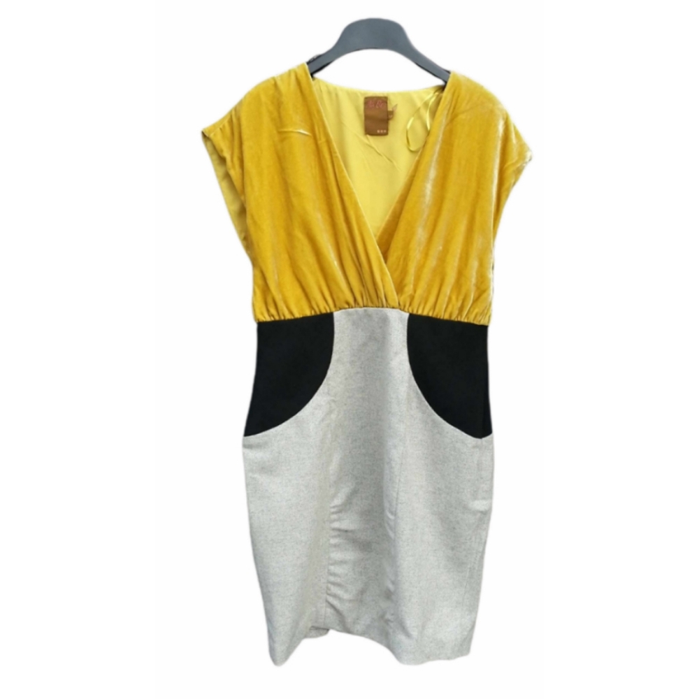NWT Ali Ro Velvet Wool Silk Colorblock Dre…